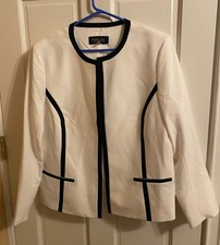 Black Label by Evan-Picone BLACK /WHITE Blazer Jacket Women's 16, NWT