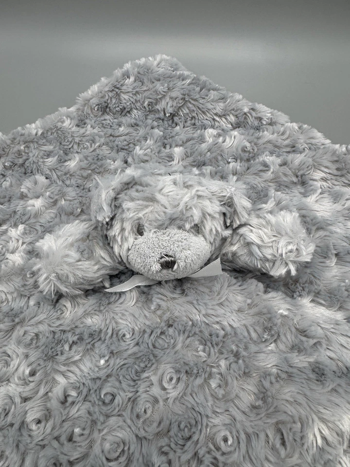 Mantas y más allá gris oso de peluche remolino Lovey felpa bebé manta de seguridad Foto 2 de 4