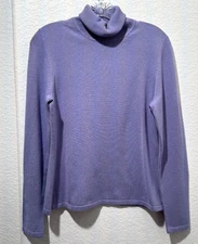 Vtg Petite Sophisticate Silk Cashmere Lavender Turtleneck Sweater Sz S Stretch