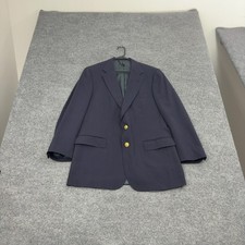 Vintage Polo University Club Ralph Lauren Blazer Mens 22x33 Navy Wool Gold Btn