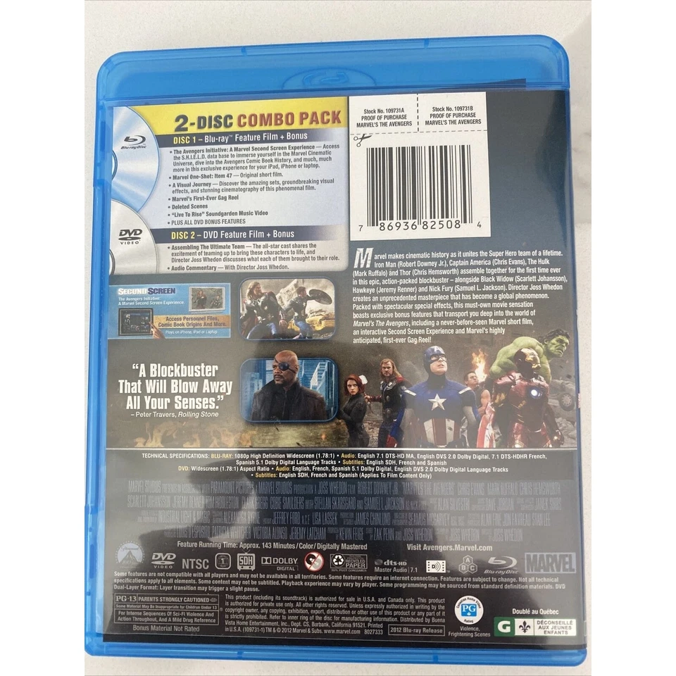 The Avengers (Blu-ray/DVD, 2012, 2-Disc Set) Foto 2 de 4