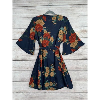 Boohoo Satin Floral Wrap Dress Womens 10 Blue Beige Orange Tie Waist NEW | eBay Boohoo Satin Floral Wrap Dress Womens 10 Blue Beige Orange Tie Waist NEW | eBay