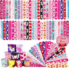 100Pcs Valentine'S Day Slap Bracelets, Valentine Party Favors Snap Wristbands fo