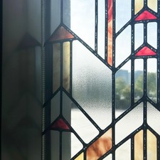 Original Hand Drawn Faux Stained Glass Window Film, Double-Sided Privacy Stat...