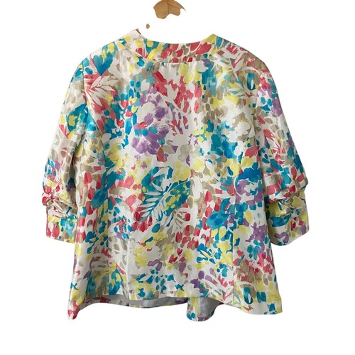 TanJay Womens Floral Open Front Jacket Watercolors Career Colorful Plus 20W - Picture 10 of 10