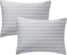 100 Cotton Toddler Pillowcases 13 x 18 , Set of 2, Striped Gray