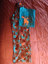 Boys 12 14 Large L Sleep Lounge Fleece Pants Matching Top PJ VGUC Moose