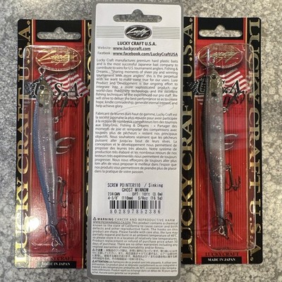 3 Packs Lucky Craft Screw Pointer 110 Sinking Ghost Minnow