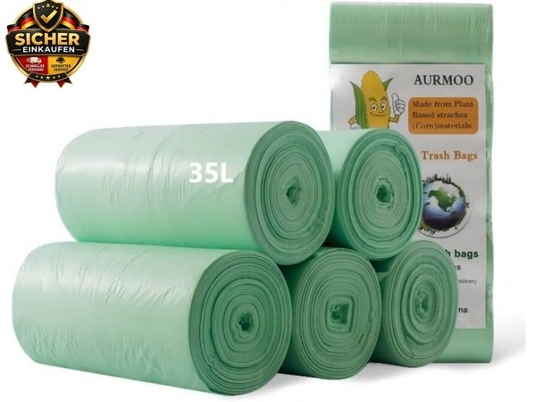 ReißFest MüLlbeutel 35L, Abbaubar BiomüLlbeutel, Tropfsichere MüLltüTen FüR Haus-image