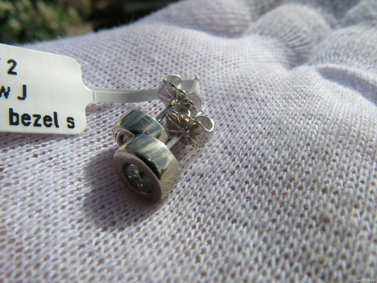 Earrings Studs White SOLID GOLD 18K Platinum SOLI… - image 2