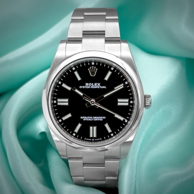 Rolex Oyster Perpetual 41 MM Black Dial Box & Papers Complete Set 124300