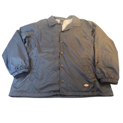 Dickies Mens Black Snap Front Coach Windbreaker Jacket Size Large