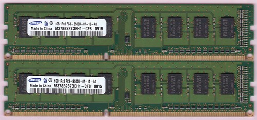 2GB 2x1GB PC3-8500 Samsung DDR3-1066 M378B2873EH1-CF8 Desktop Ram Memory Kit - Picture 2 of 3