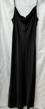 Vtg Victoria Secret Silk Long Slit Cowl Ties Adjustable Straps Nightgown L EUC