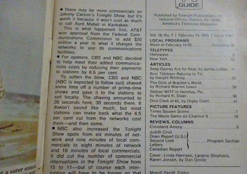 Pittsburgh Feb 14 1970 TV Guide BRACKEN'S WORLD Julie Newmar Dick Clark KUKLA - Picture 2 of 2