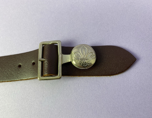 Cinturón y hebilla de cuero marrón vintage Boy Scouts BUKTA 28" ¡NUEVO STOCK ANTIGUO! - Imagen 2 de 9