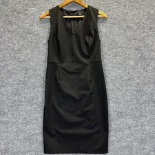 Ann Taylor Factory Dress Womens 0 Black V Neck Sleeveless Sheath Knee Length