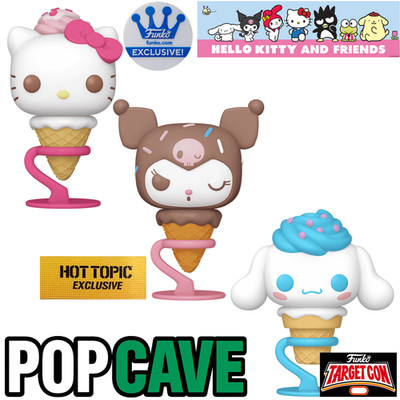 Funko Pop Cave HELLO KITTY, KUROMI & CINAMOROLL SET Exclusives w/Protectors