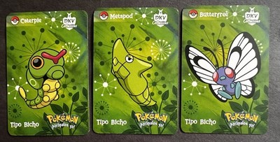 CATERPIE X METAPOD X BUTTERFREE - POKEMON KANTO DKV COLLECTIONS CCG CARDS