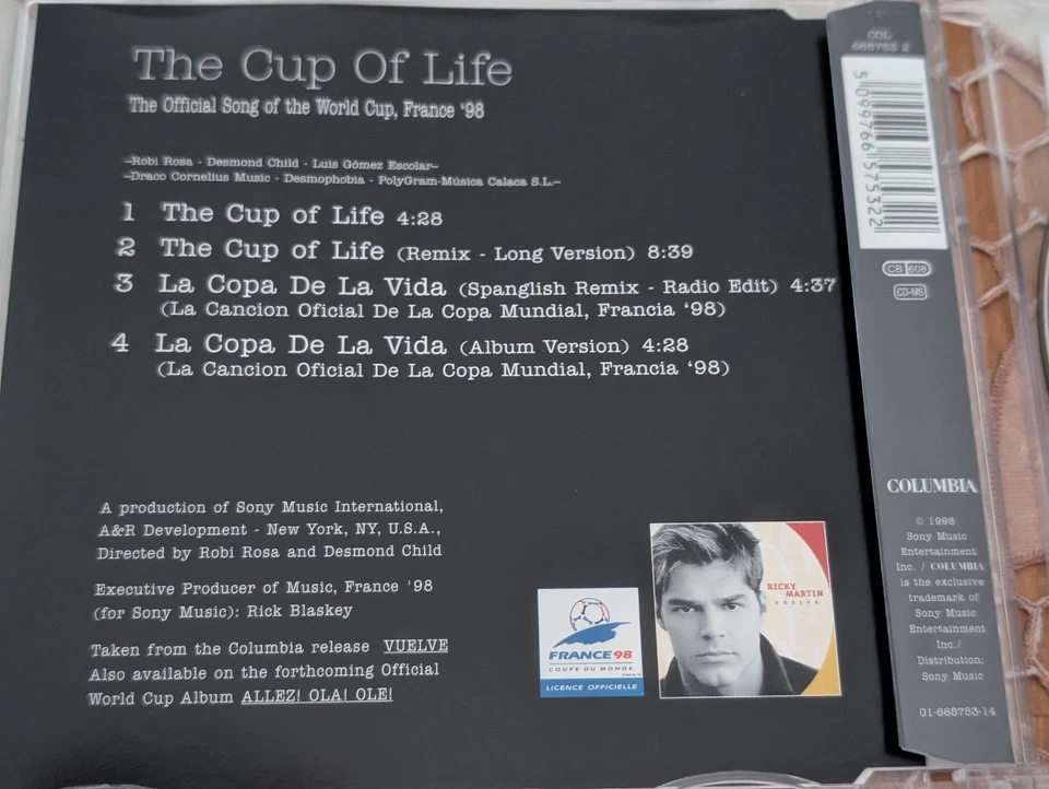 RICKY MARTIN THE CUP OF LIFE 1998 The Official Song of the World Cup France 98 - Bild 2 von 4