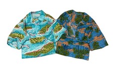 Vintage Lot Of 2 60s-70s Collared Hawaiian Shirts USA Made Cotton tees