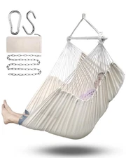 Hammock Chair Hanging Chair Rope Swing XXL - Max 500lbs, 70in Large Hammock S...