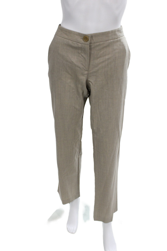 Theory Unisex Dress Pants Beige Wool Lycra Button Inseam 30 Size 6
