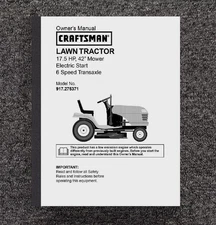 42" Tractor Operator Manual Fits Sears Craft 42" Lawn 917.275371 17.5 HP