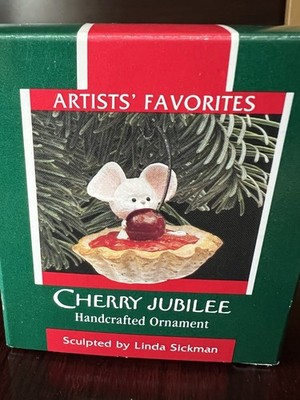Hallmark Cherry Jubilee Mouse Pie Ornament 1989 MIB Artists Favorites