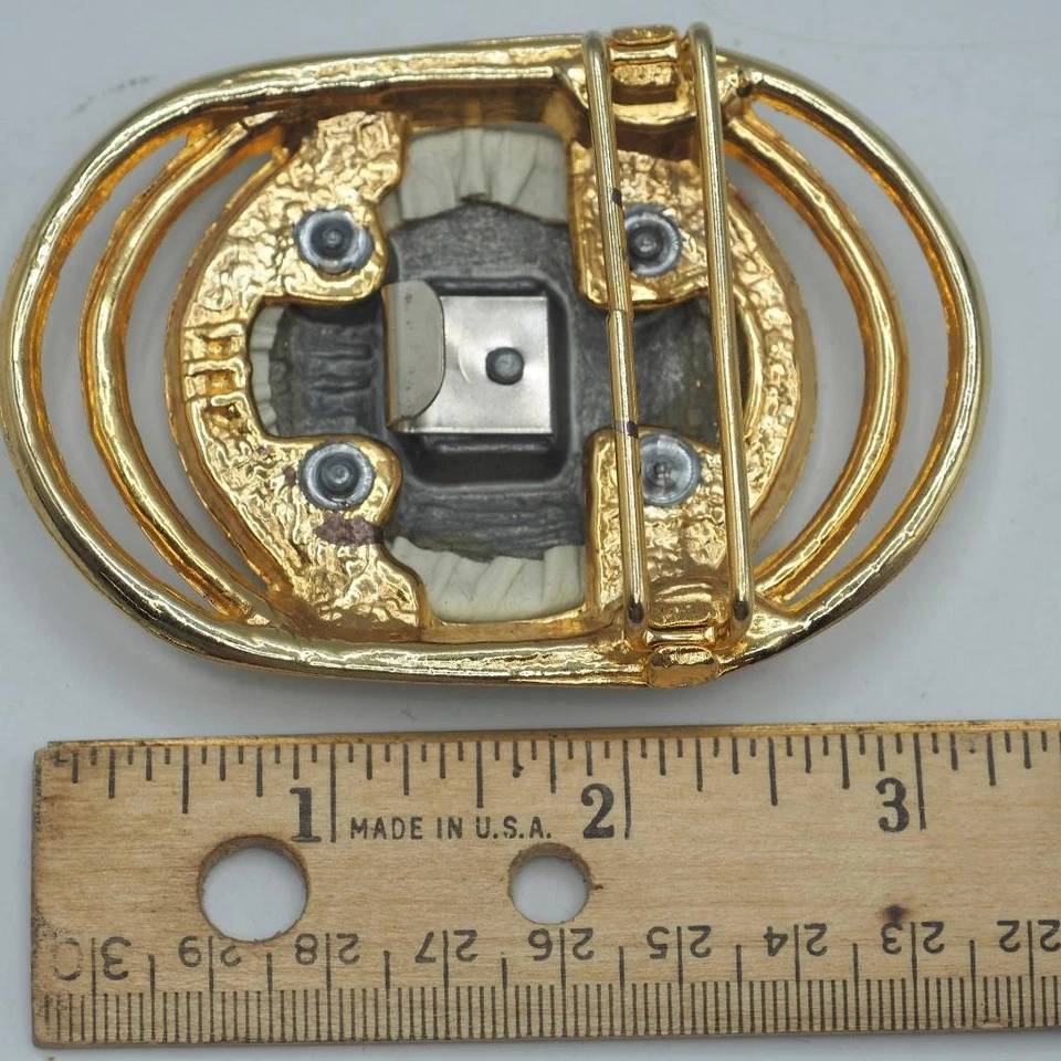 Hebilla de Cinturón Tema Occidental Diseño Suroeste Cuero Tono Dorado Foto 4 de 4