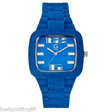 NEW G BY GUESS BLUE SILICONE WATCH+SILVER,WHITE ACCENTS DIAL-G79063G2