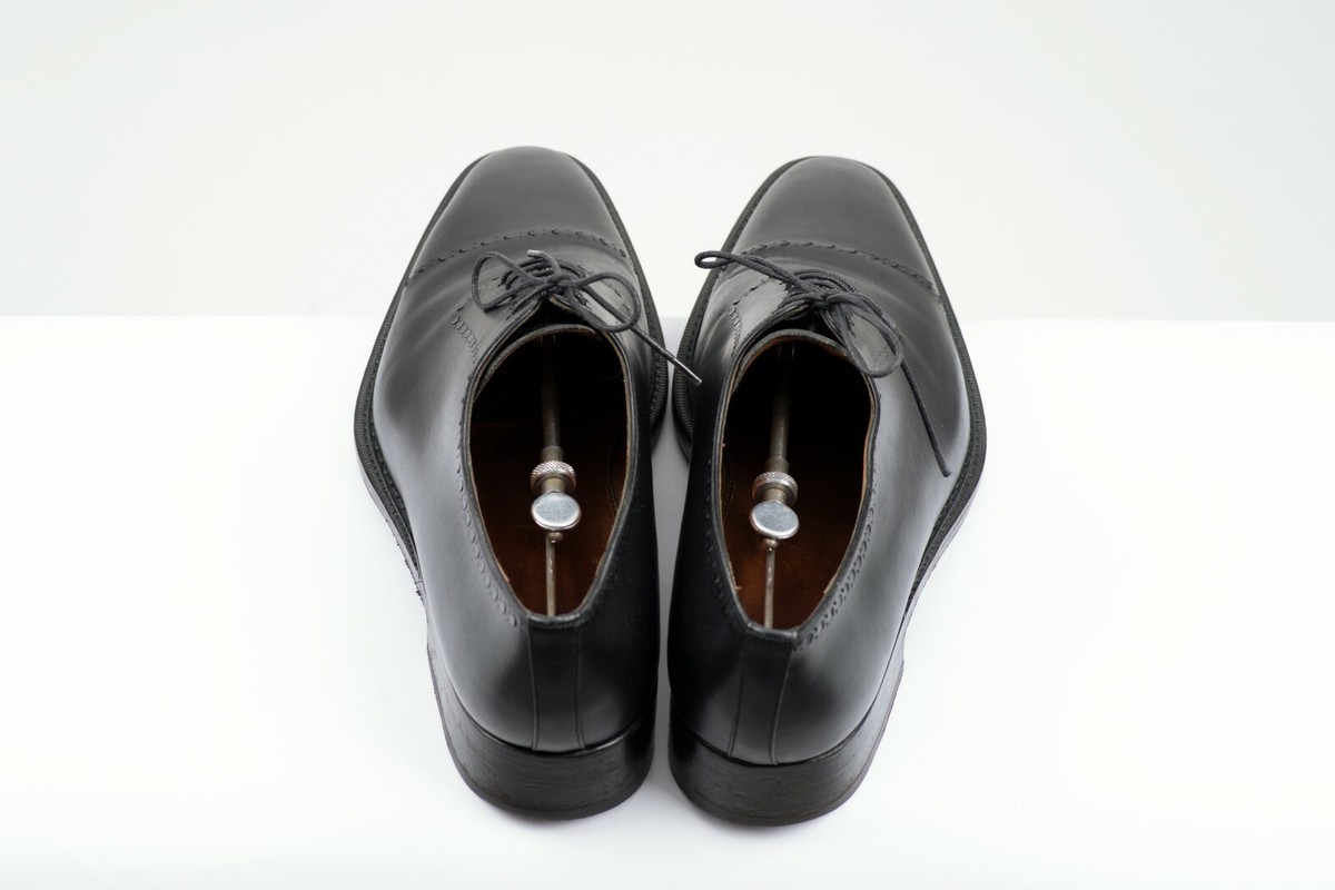 SANTONI Fatte A Mano Wholecut Black Leather Bentivegna Welted 