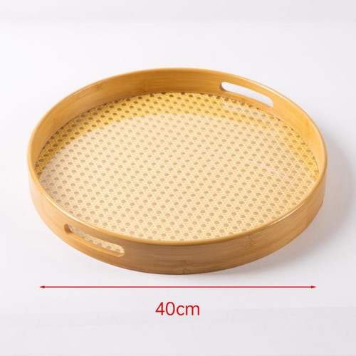Bamboo Serving Tray with Handles Decorative Tray Round Bed Tray Nordic Food Tray - Picture 37 of 48