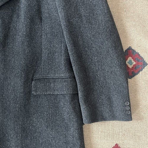 Barney’s New York Wool Overcoat Mens 44 Charcoal Gray Button Up Trench Coat - Picture 3 of 15