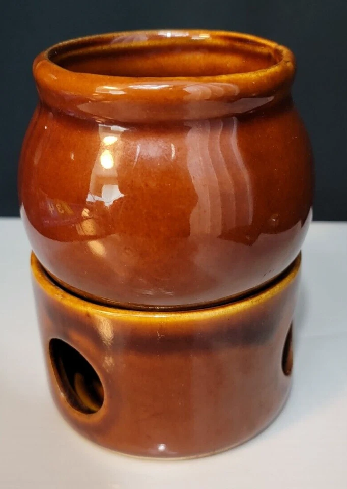 De colección 1985 Sirius Enterprise Popurrí Calentador Quemador Marrón Tostado Blanco Rayas Usado en Excelente Condición Foto 3 de 4