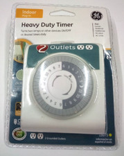 GE Heavy Duty Indoor Plug-in Timer Mechanical On Off 2 Outlets 24 Hour NEW 15075