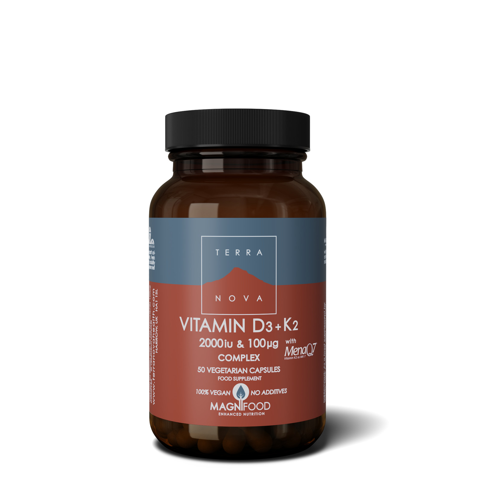 Terranova Vitamin D3 2000iu With Vitamin K2 100Ug Complex 50 Veg Capsules