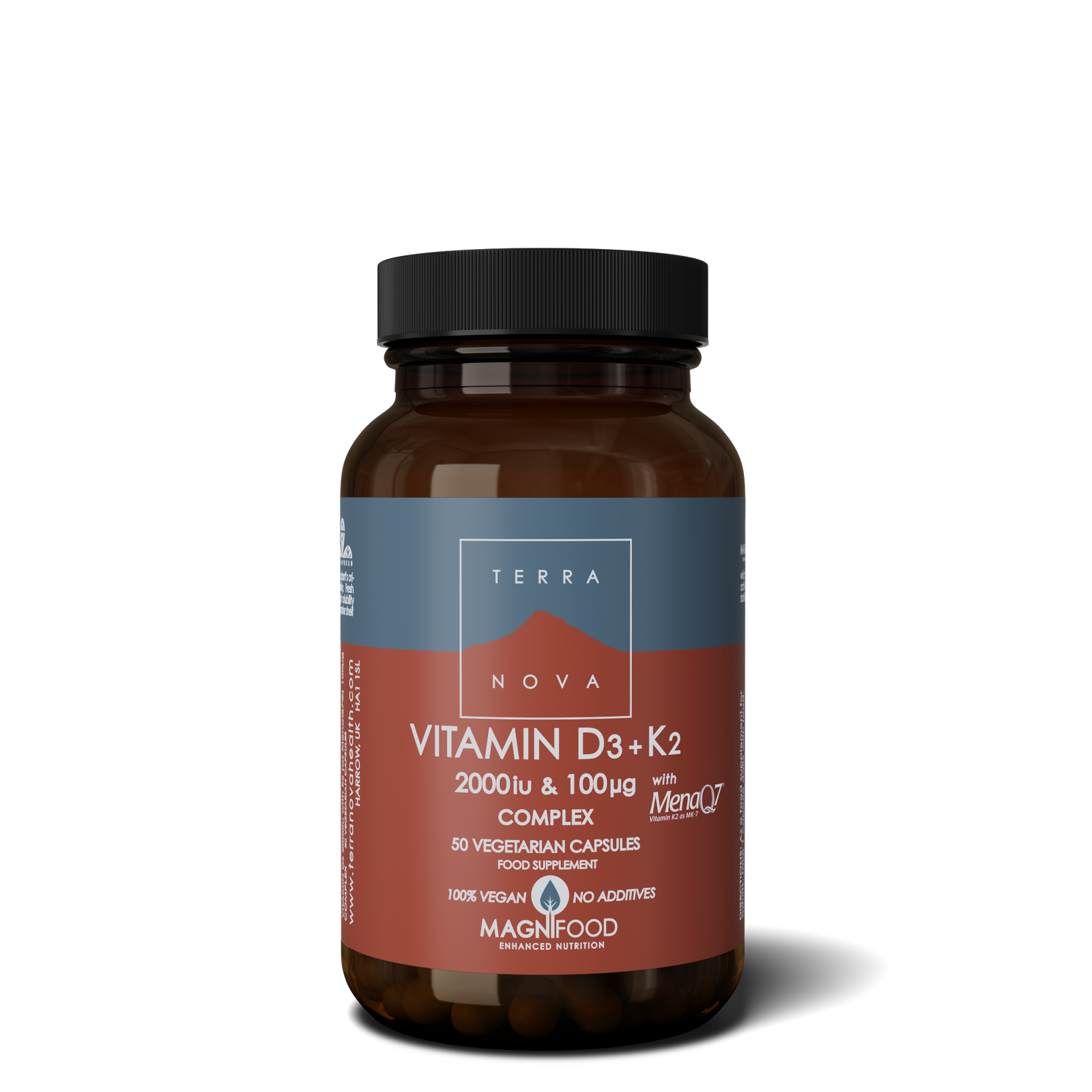 Terranova Vitamin D3 2000iu With Vitamin K2 100Ug Complex 50 Veg Capsules