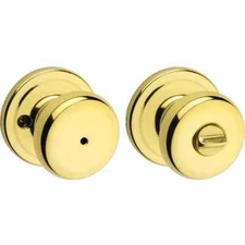 Kwikset Juno Polished Brass Privacy Bed/Bath Door Knob with Microban Lock