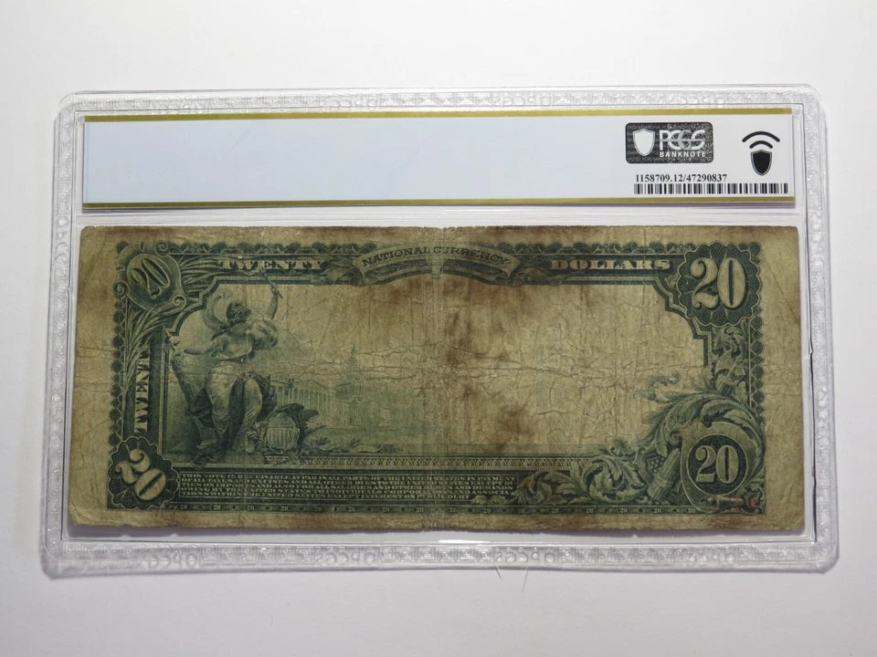 $20 1902 Red Bank New Jersey NJ National Currency Bank Note Bill #2257 F12 PCGS - Image 3 of 3