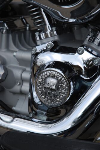 Harley Twin Cam Points Cover Skull in polished finish. . PCSA-1 - Picture 2 of 2