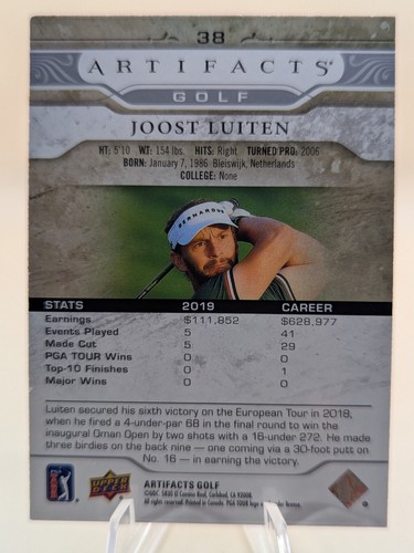 2021 Upper Deck Artifacts Golf Joost Luiten card #38 PGA - Picture 2 of 2