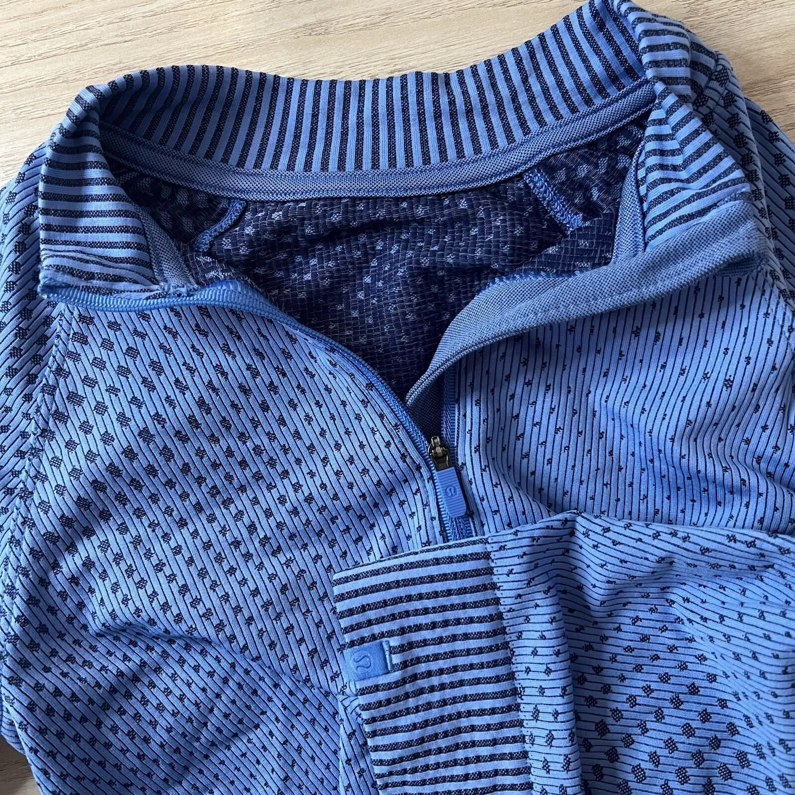 lululemon rest less cropped half-zip ribbed knit nile night sea hoodie