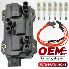 Ignition Coil UF434 & 6x Iridium Spark Plug & Wire For Chevrolet Pontiac V6 3.9L