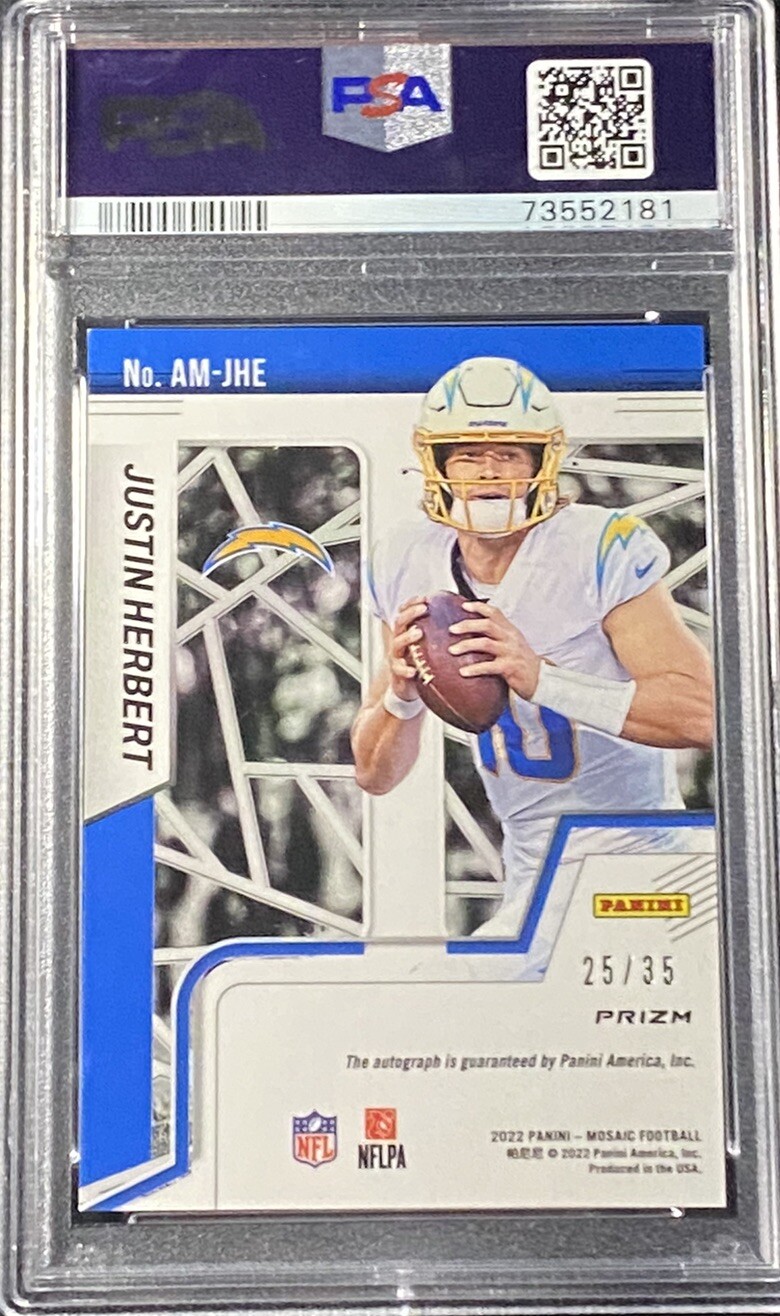 Justin Herbert 2022 Mosaic Purple Prizm Autograph /35 NFL SSP Rare PSA 9 eBay