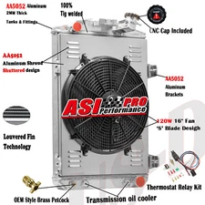 3 Row Aluminum Radiator Shroud Fan For 1930 Chevrolet Car Chevy V8 Conversion