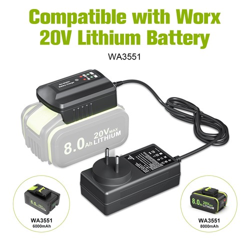 Batería 8000mAh 20V MAX 8,0Ah Para Worx Original Batería de Repuesto WA3553 WA3556 WA3551 DHL - Imagen 18 de 36