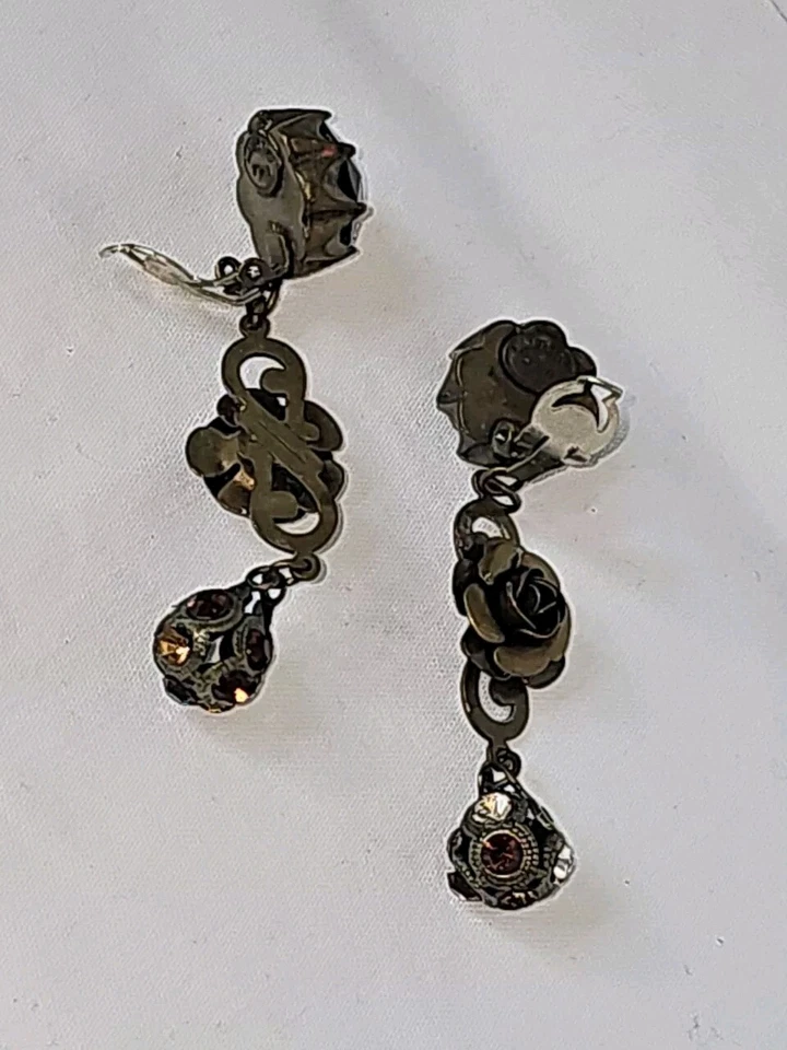 Babylon Paris Vintage Ohrhänger Ohrclips Kristall Clips Hänger Ohrschmuck - Bild 4 von 4