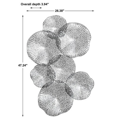 UTTERMOST 4210 RIPLEY LAYERED LOTUS LEAVES METALLIC PEWTER METAL WALL ART - Picture 2 of 5