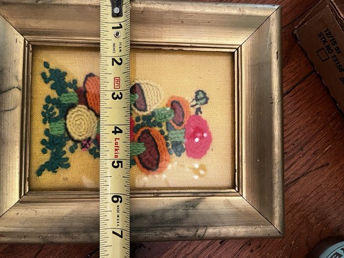 Vintage 70s Retro Boho Mushroom Framed Crewel Yarn Embroidery Needlepoint Framed - Picture 5 of 6